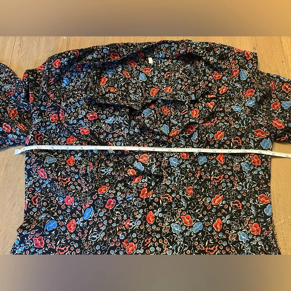 Free People Boho Floral Print Ruffle Neck Bishop Sleeve Blouse, Size Small - Picture 6 of 9